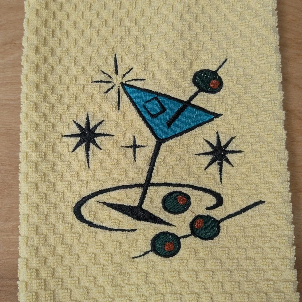 Martini Time Retro Mid Century Modern Kitchen Bath Bar Towel Great Gift Idea!